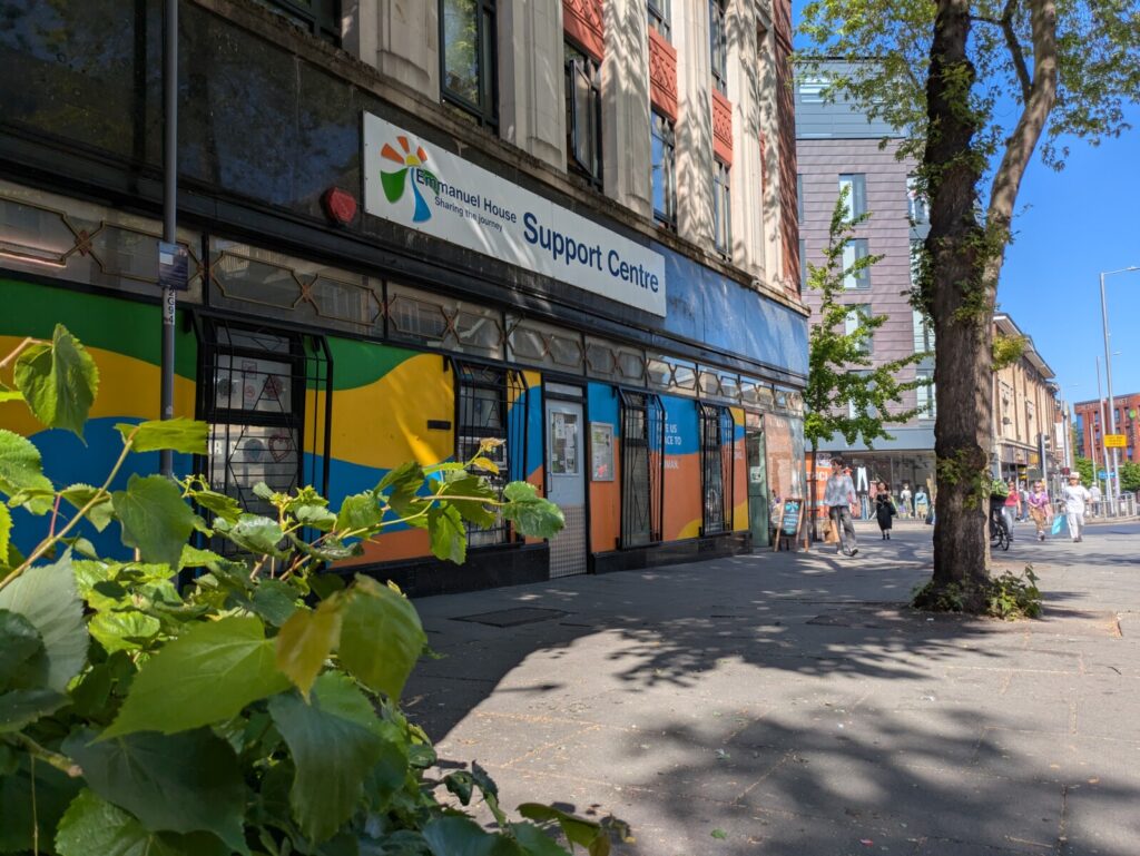 The colourful exterior of Emmanuel House Support Centre in Hockley, Nottingham